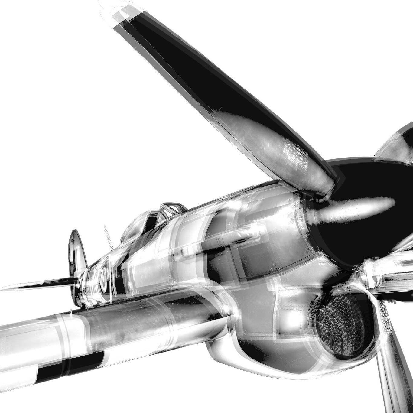 Black and white composite photograph of a British Hawker Typhoon