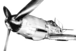Black and white composite photograph of a German Messerschmitt Bf 109