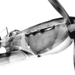 Black and white composite photograph of a British Supermarine Spitfire