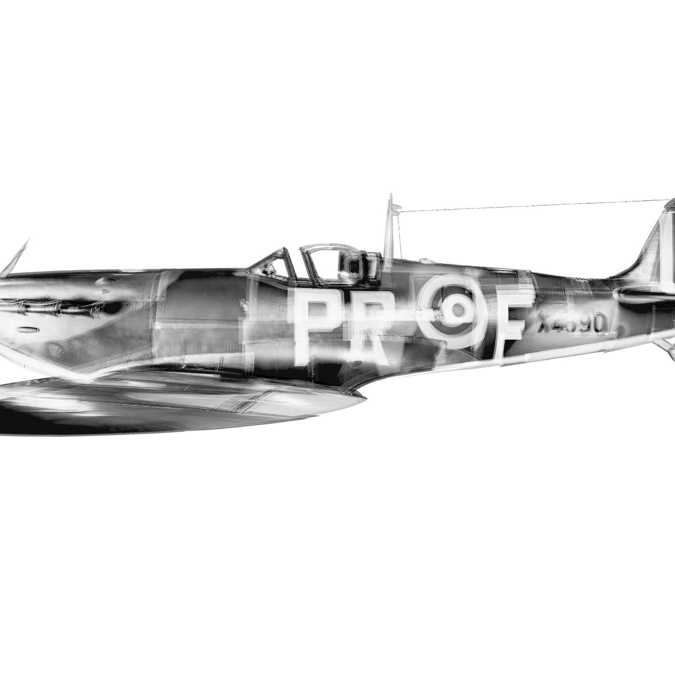 Black and white composite photograph of Supermarine Spitfire Mk 1a X4590