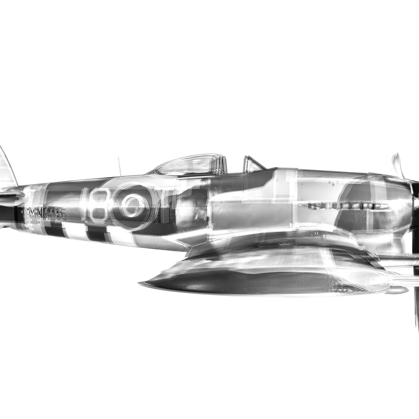 Black and white composite photograph of a British Hawker Typhoon