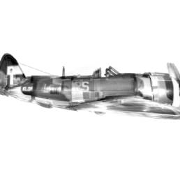 Black and white composite photograph of an American P47 Thunderbolt