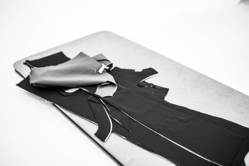 Clothing components laid on top of each other